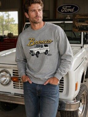 Ford Bronco Sweatshirt Graphic Gray Unisex Classic Retro Vintage Truckcore L